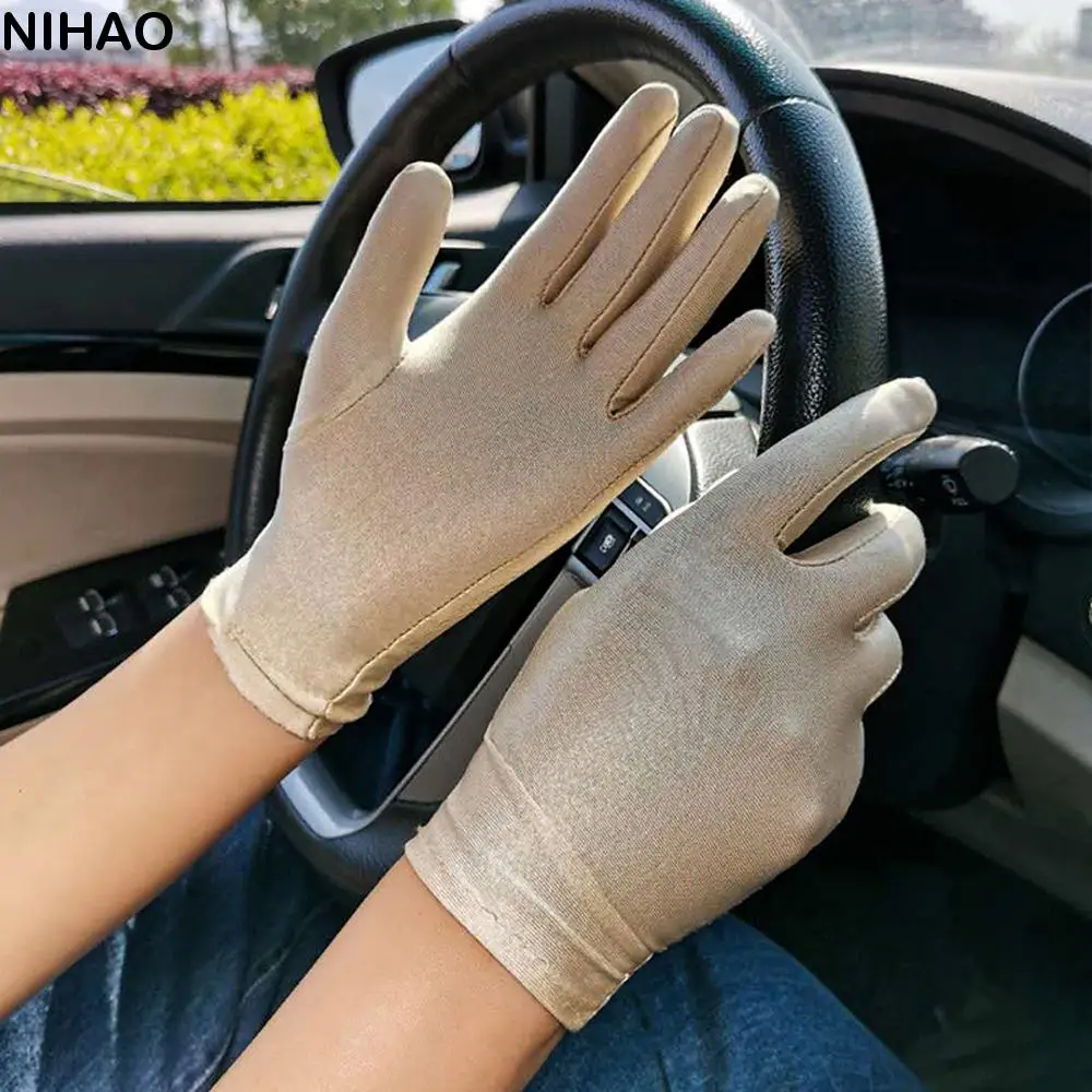 

Women Cycling Elastic Thin Summer Pure Color Etiquette Gloves Driving Gloves Anti-UV Sun Protection