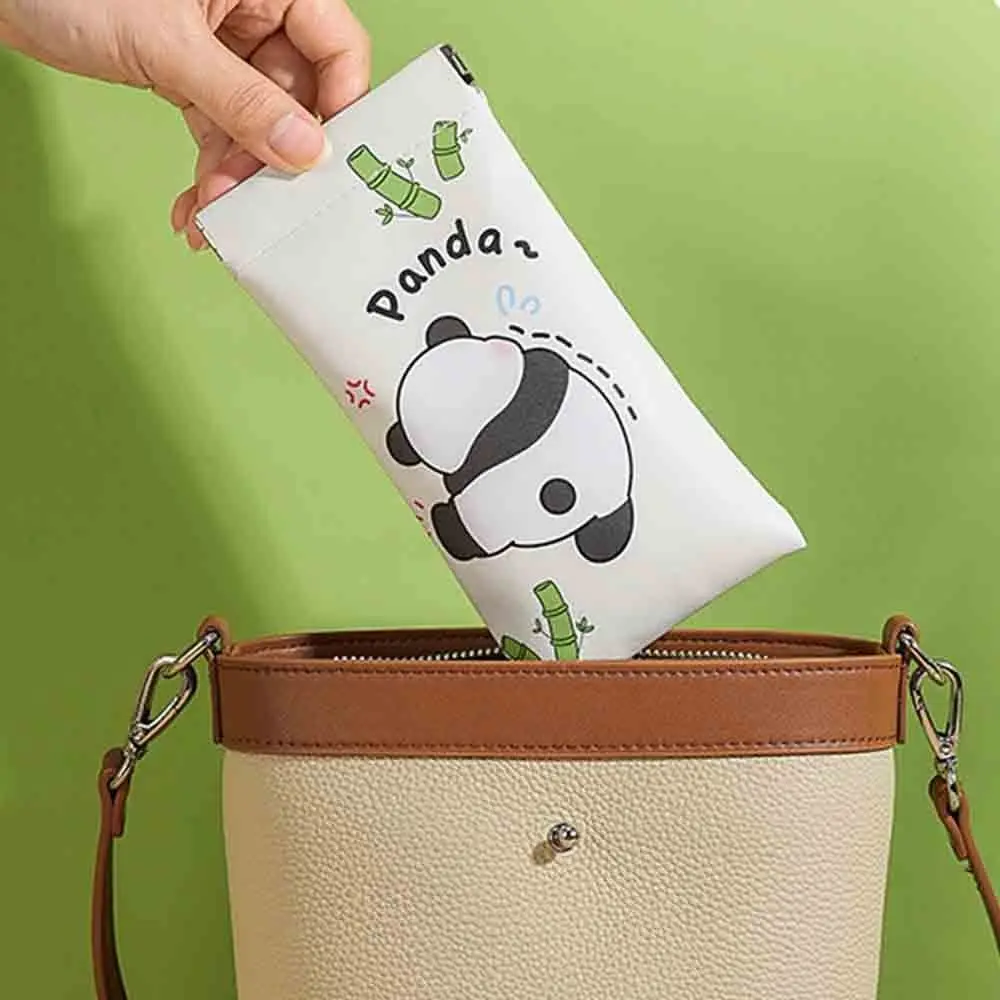 

Simple Pu Leather Mini Cosmetic Bag Panda Coin Purse Lipstick Storage Bag Coin Bags Self-closing Makeup Bag Girls