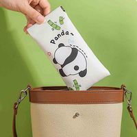 Simple Pu Leather Mini Cosmetic Bag Panda Coin Purse Lipstick Storage Bag Coin Bags Self-closing Makeup Bag Girls