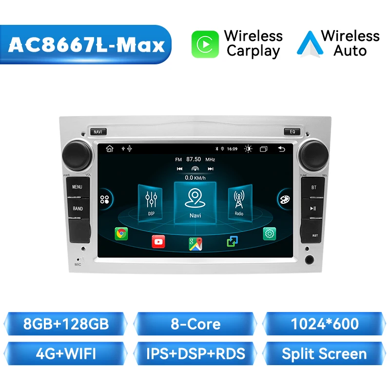 Draadloze Carplay Auto Android Auto Radio Voor Opel Astra H J 2004 Vectra Vauxhall Antara Zafira Corsa C D Vivaro Meriva Veda 128Gb