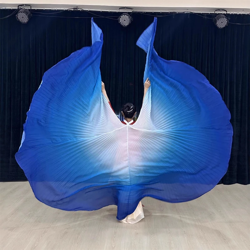 

Women Belly Dance Isis Wings With Sticks Gradient Chiffon Cloak Wing Carnival Bollywood Oriental Egyptian Festival Performance