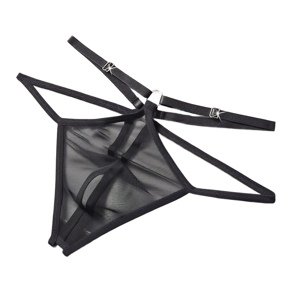Male Underwear Hollow Out Thong Low Waist T-back Breathable Mesh Briefs Panties Transparent Thin Strip Low Waist Triangle Pantie