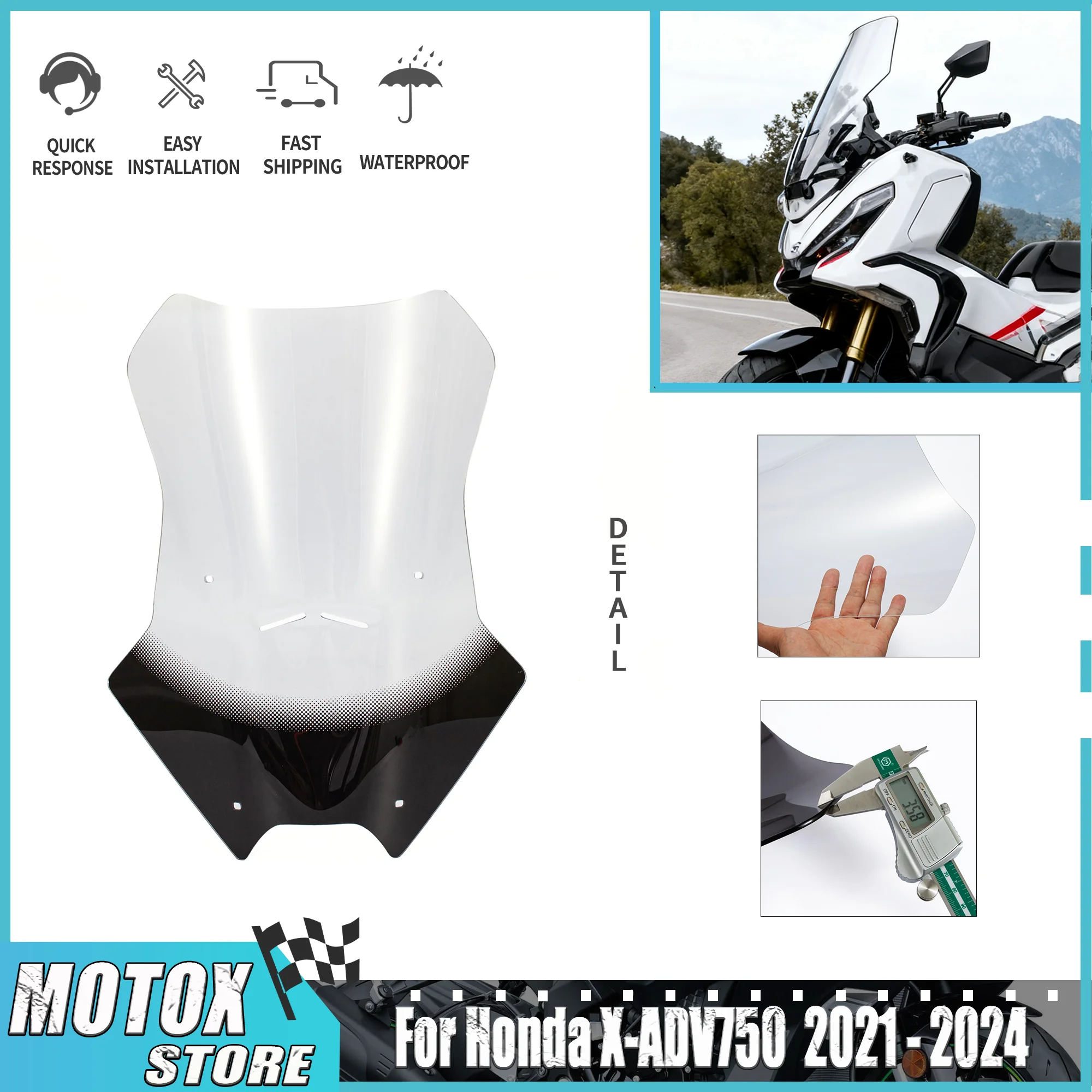 

Kolmio-Lam Fit For Honda X-ADV750 XADV 750 2021 - 2025 X-ADV 750 2022 2023 2024 Visor Deflector Motorcycle Windscreen Windshield