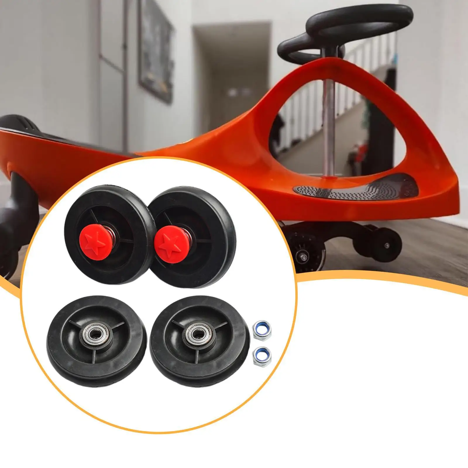 4 Pieces Kids Twist Car Wheels for Hardwood Floors and Carpet, Protect Your Floor Replace Components