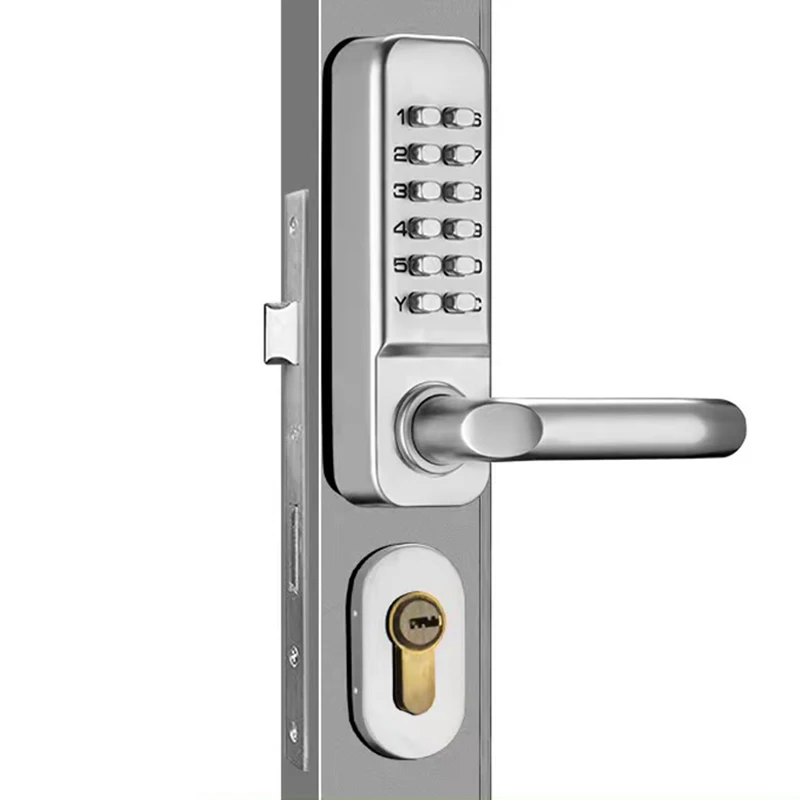 Key & Password combination mechanical push bottom code digital door lock