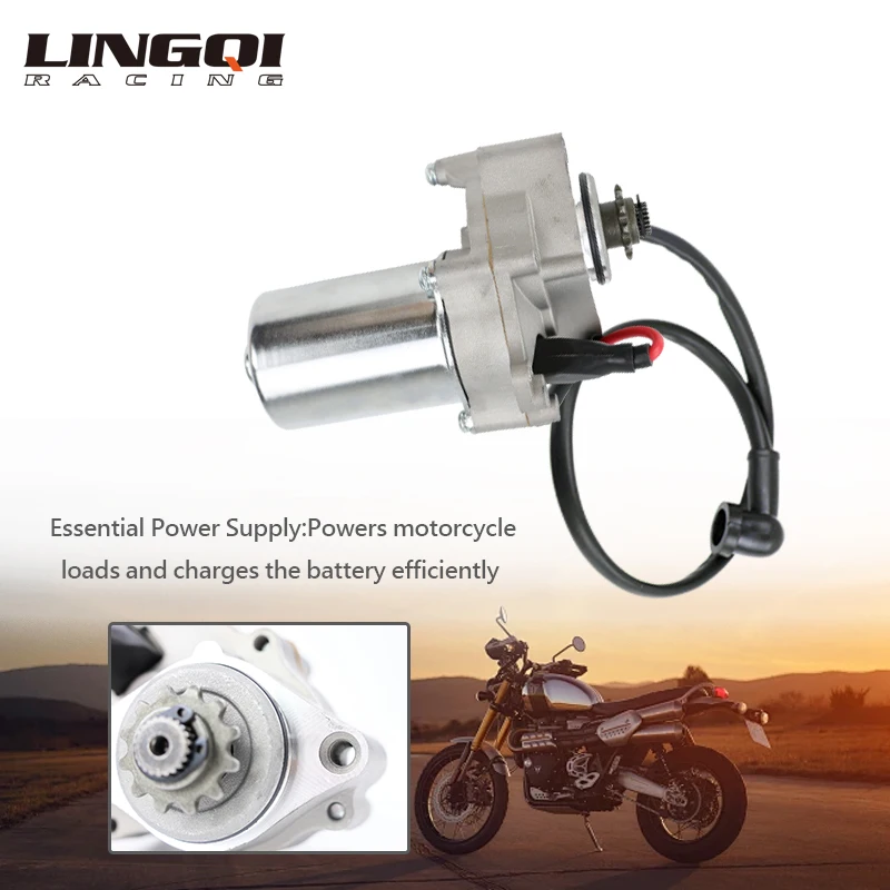 LINGQI RACING Pure Copper Parts Down Set Electric Starter Motor with Line 3 Bolt For 50cc 70cc 90cc 110cc ATV Dirt Bike Go Kart