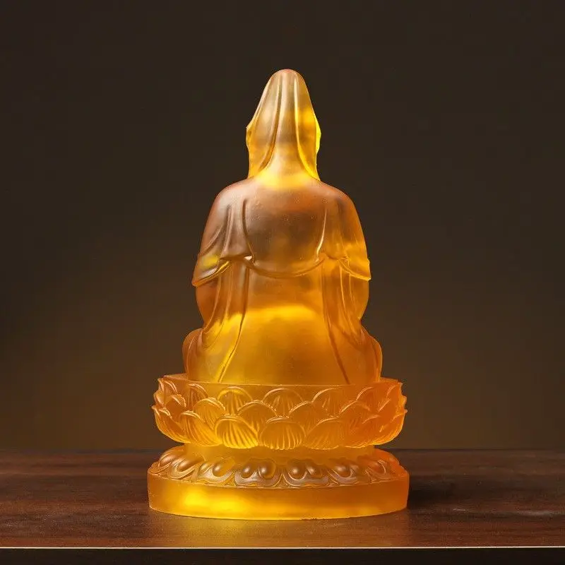 Water-glazed Goddess of Mercy Statue of Buddha Home Living Room, Buddha Hall Offerings Ornaments