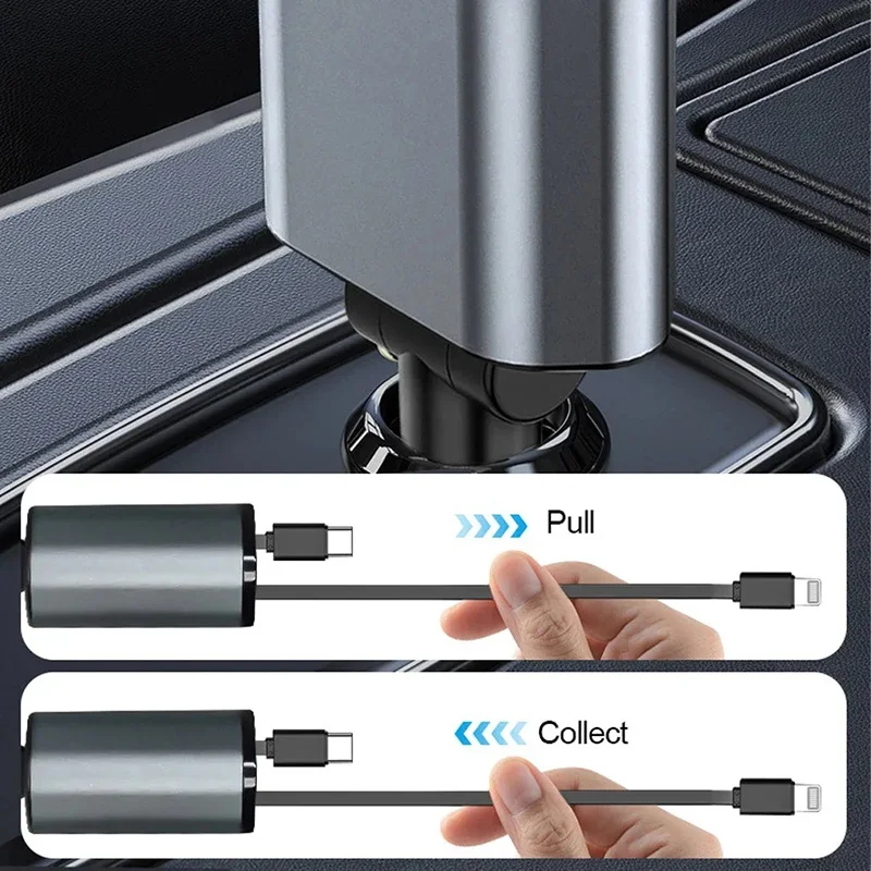 120 واط شاحن سيارة قابل للسحب آيفون أندرويد سوبر سريع مهايئ شحن QC3.0 PD USB نوع C لمرسيدس بنز AMG W203 W206