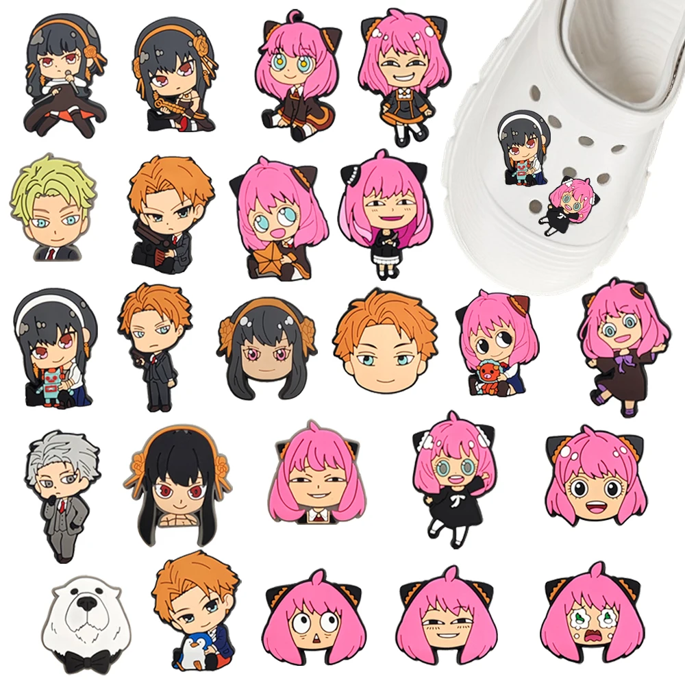 New 1-24pcs Cartoon Japan Anime Series PVC Shoe Accessories DIY Detachable Waterproof Fashion Footwear Accessorie