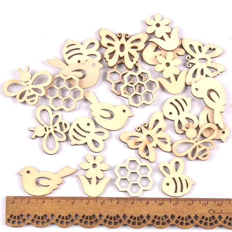 Unfinished Christmas Decor Flower/Animal/Puzzle Wood Slices For DIY Scrapbooking Craft Handmade Accessroies Home Wooden Ornament