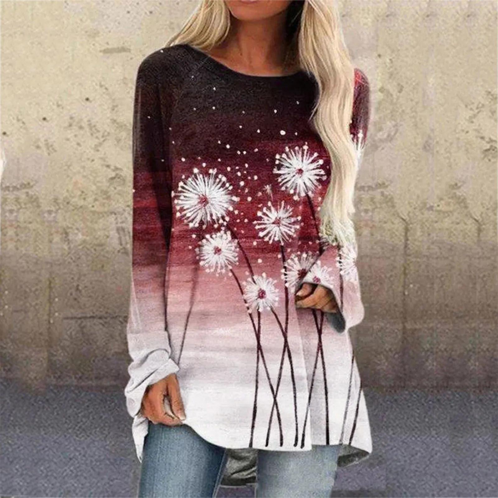 Women'S T Shirt Vacation T Shirts Short Sleeved Baggy Vacation Tee Shirt Tops O Neck Dandelion Print Summer Y2k Vintage Camiseta