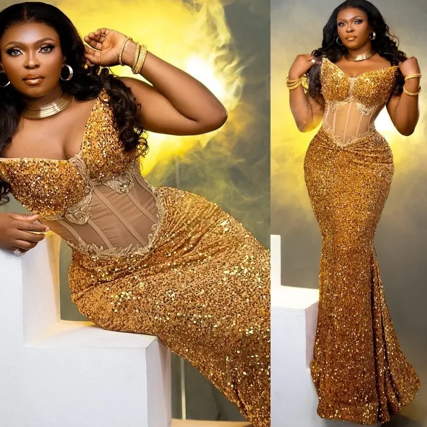 

Customizd Роскошное золотое вечернее платье русалки с блестками и v-образным вырезом, женские вечерние длинные свадебные платья Met Gale Maxi Vestido de fiest
