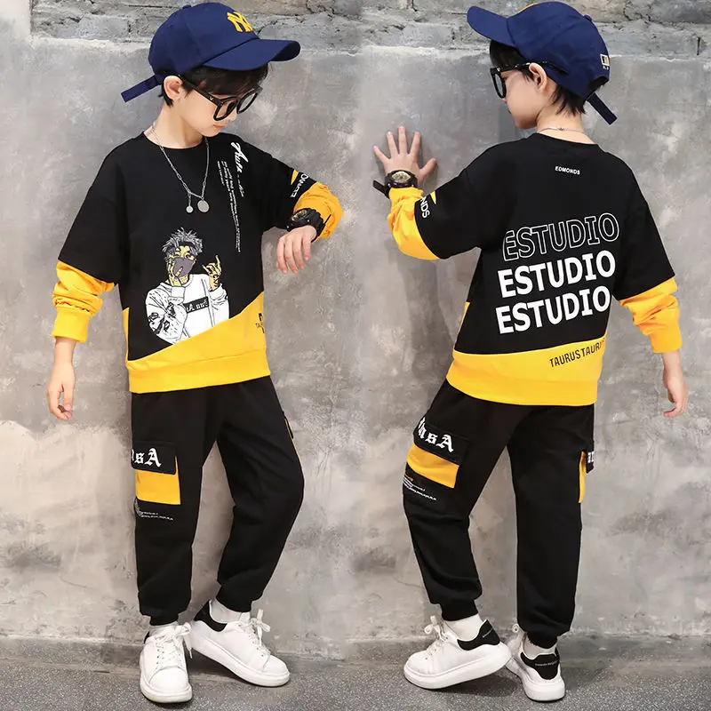 2024 teens winter Autumn Boys Clothes Children Set Sweatshirt hoodie + Pants Tracksuits Kids Sport Suit 4 7 8 9 10 11 12 13 Year