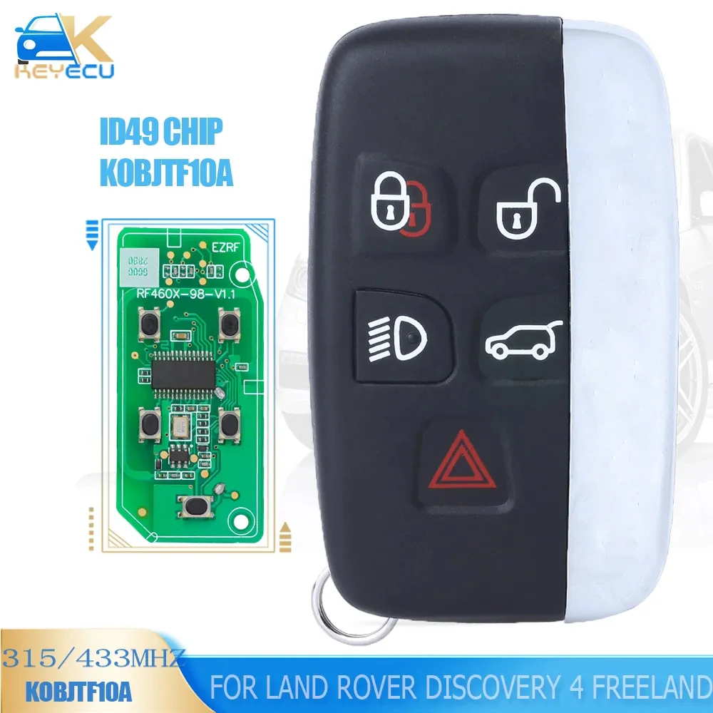 KEYECU KOBJTF10A 315MHz/434MHz PCF7953 ID49 Chip Smart Remote Key for Land Rover Discovery 4 Freelander Range Rover Sport Evoque