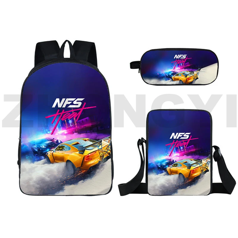 Need for Speed 3D Backpack Hot Car NFS Kids School Bags 3 Pcs/Set Racing Game Canvas Backpack Men Teens Back Pack Crossbody 2022