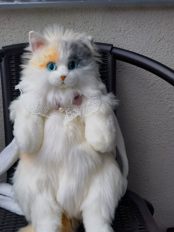 Simulation three-cat cat backpack kitten bag backpack doll plush toys for friends girl children's birthday gift