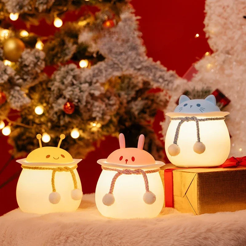 Agradável colorido LED gato coelho silicone luz noturna quarto sala de estar atmosfera luz