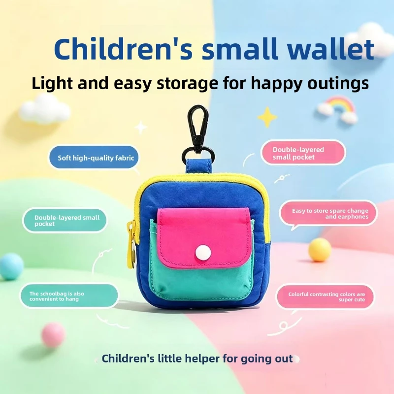 Dopamine Color Mini Wallet Keychain Coin Purse Mini Zipper Earphone Bag Cute Backpack Accessory Pendant Gift for Women
