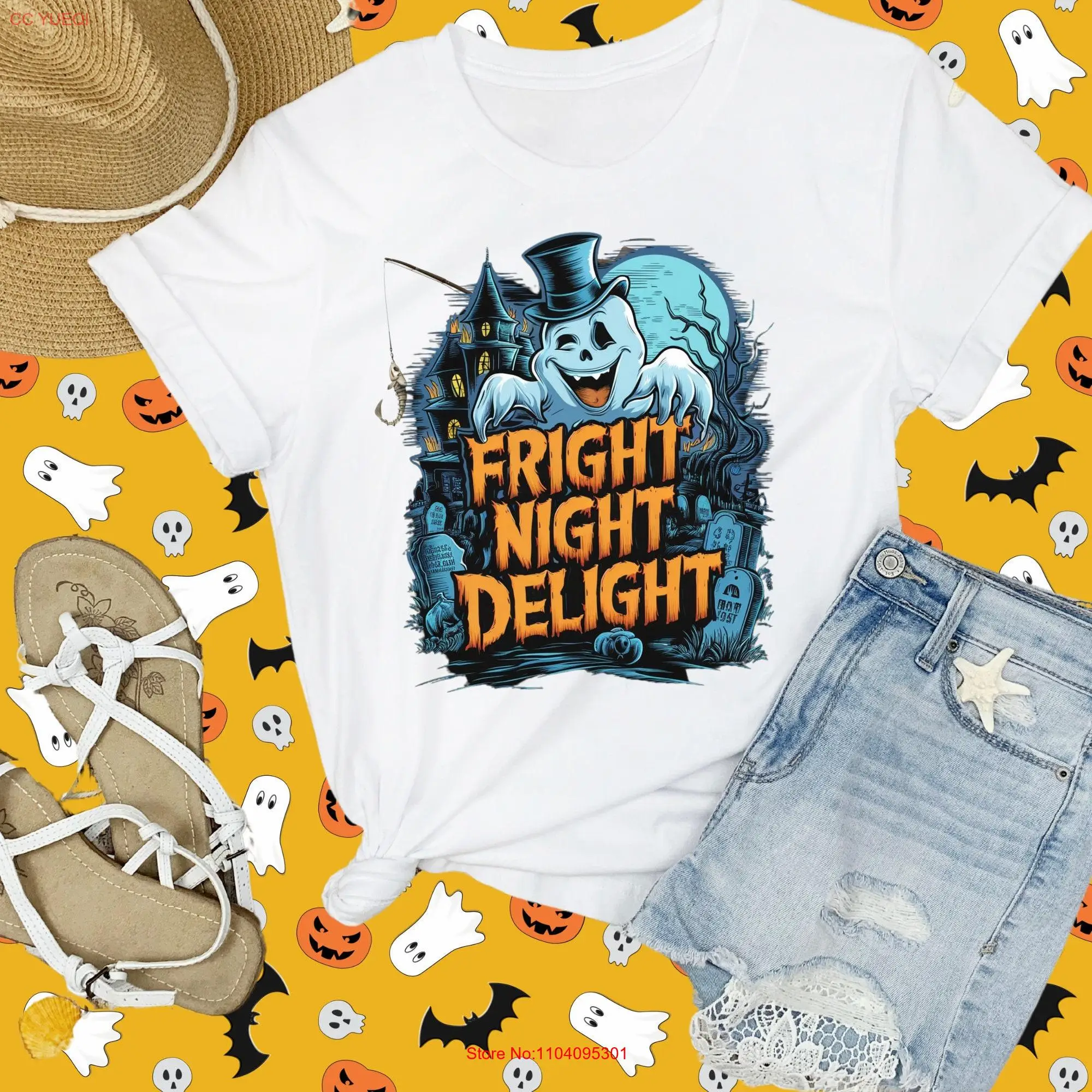 Fright Night Delight halloween shirt women's cute autumn scary season retro long or short sleeves