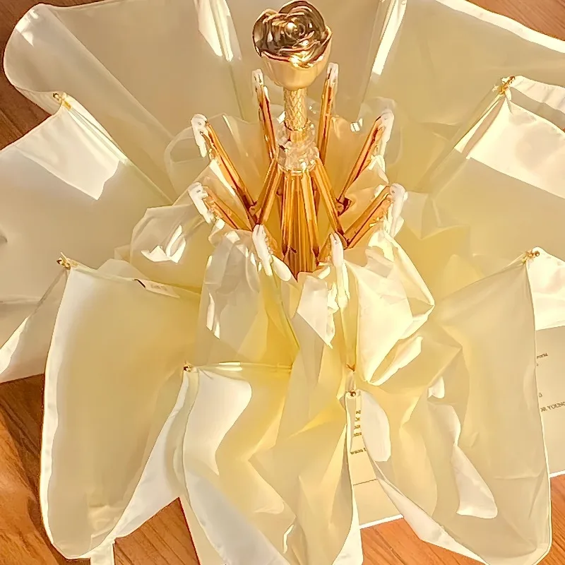 High-end luxury rose handle umbrella, high-value weather and rain, high-end umbrella