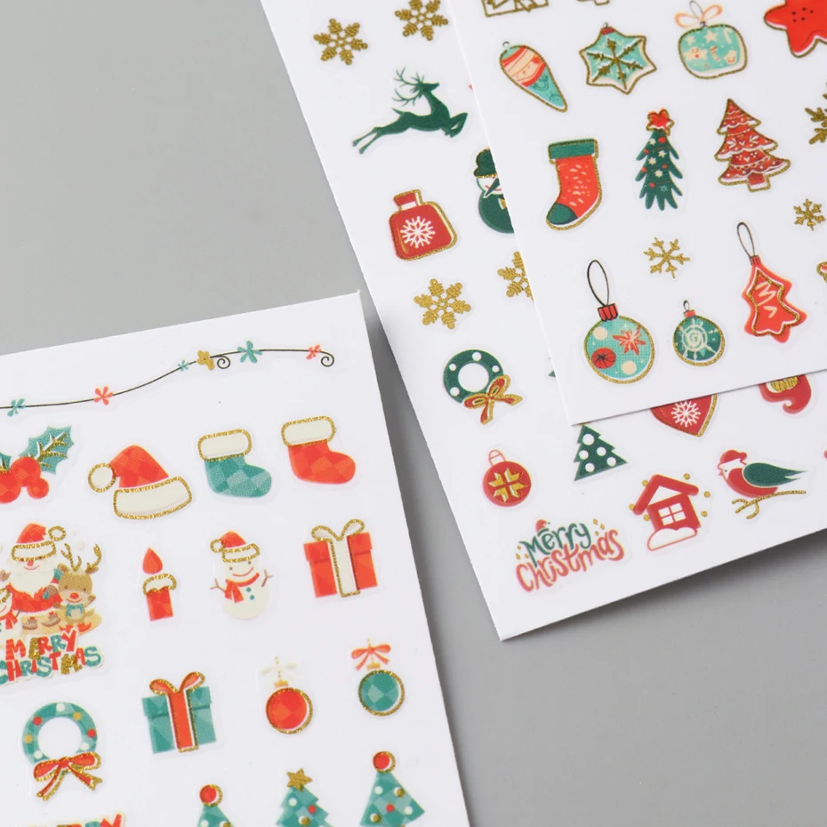 4 stks 3D Gouden Sneeuwvlokken Kerstbomen Stickers voor Nagels Kerstcadeaus Zelfklevende Nagel Sliders Winter Feestelijke Nagel Accessor