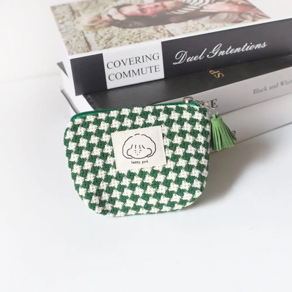 Grote Capaciteit Plaid Mini Portemonnee Geruite Make-up Tas Maandverband Opbergtas Katoenen Doek Kleine Item Tas Tampon Organizer