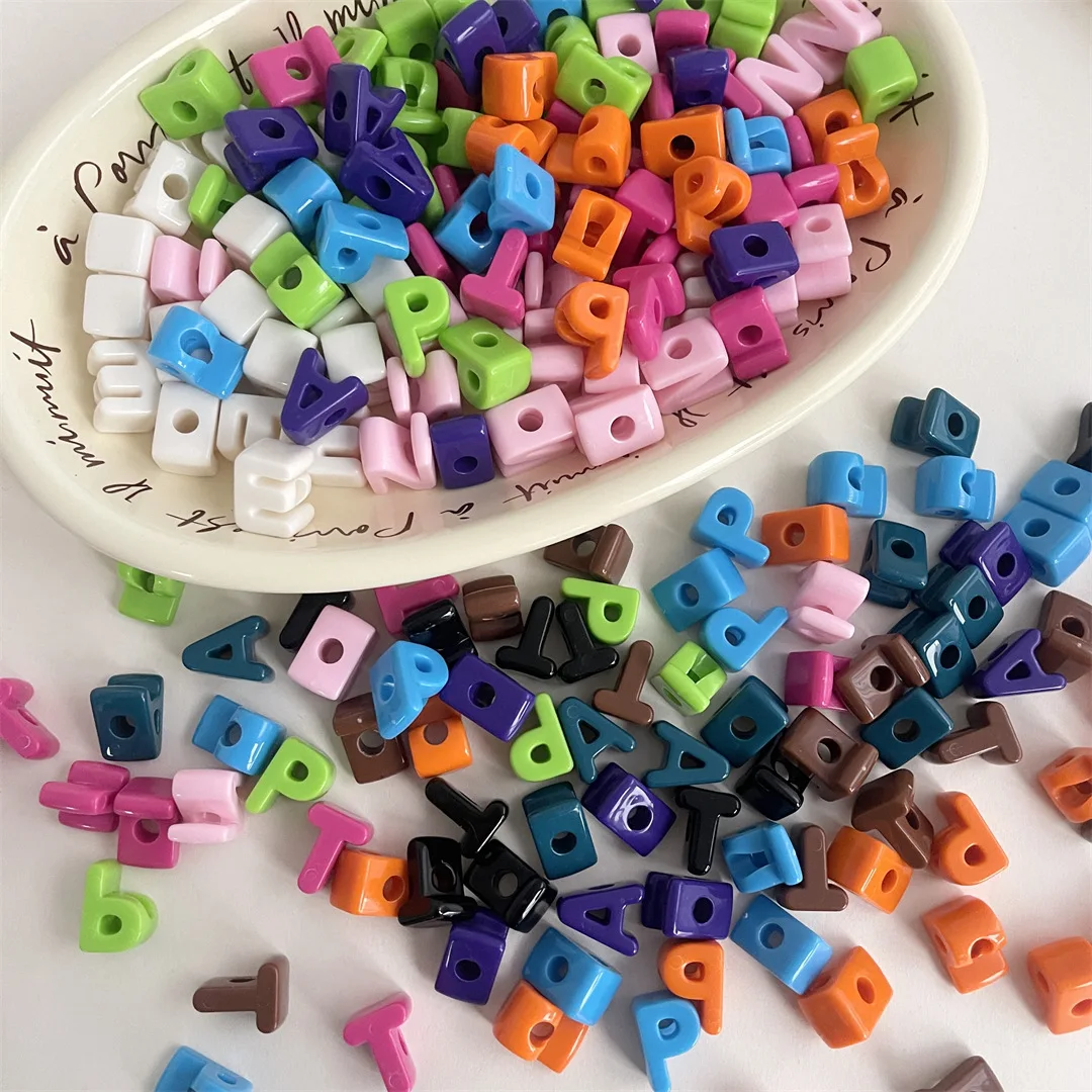 10pcs/lot Colorful English Letter Beads For Jewelry Making DIY Decoration Phone Chain Keyring Beadable Pen Hair Accessories