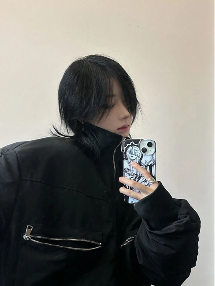 

Bla American High Street Flight Jaet Cotton Padded Baseball Coat Thiened Stand Collar ort ape Winter Outerwear