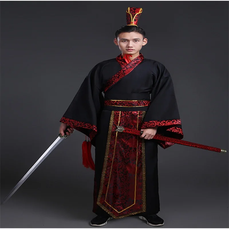 

Ancient Chinese Costume Performance Outfit Men Hanfu Satin Robe School Graduation Class Uniforms Traditional Chinese Clothing