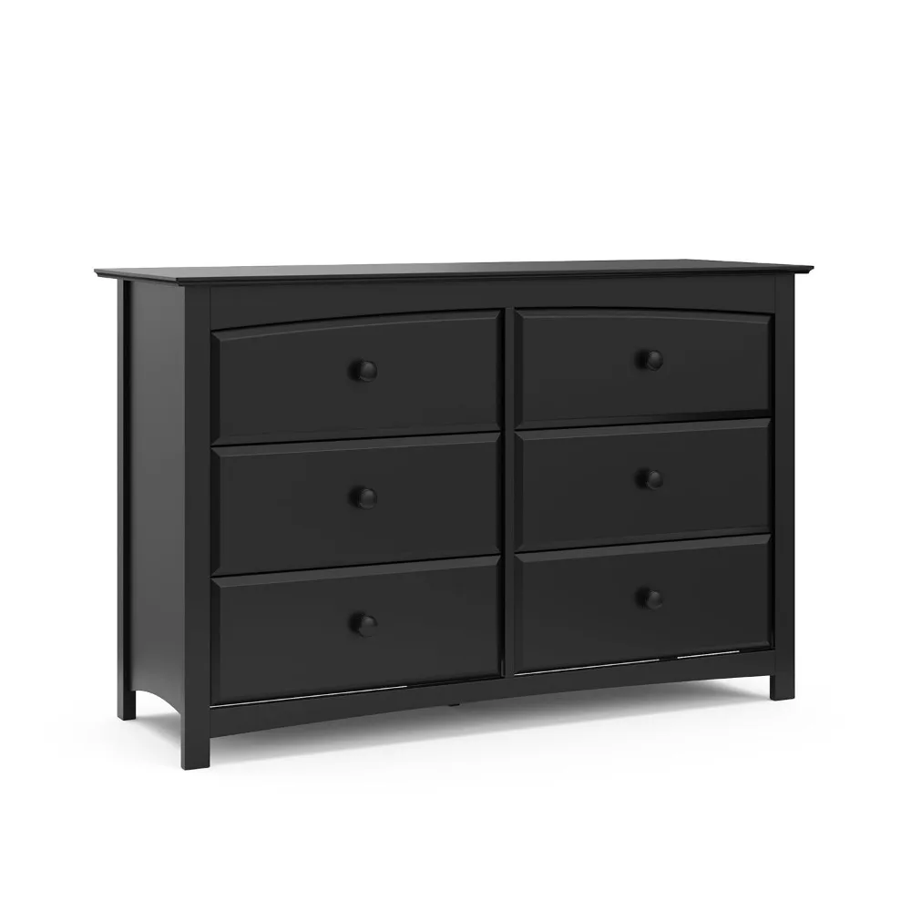 n 6 Drawer Double Dresser (Black) – Dresser for Kids Bedroom, Nursery Dresser Organizer, Chest of Drawers for Be