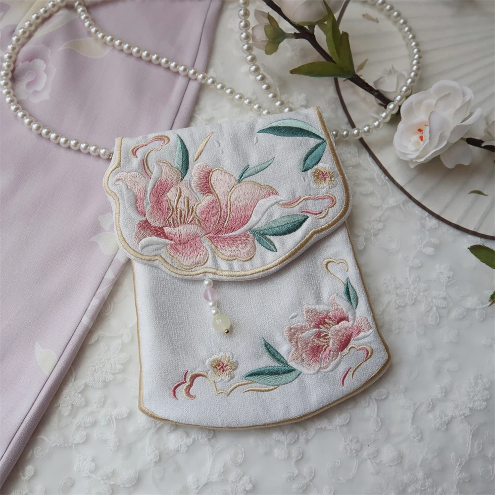 1pcs Handmade Embroidery Hanfu Shoulder Bag Ancient Style All-match Tassel Crossbody Satchel Coin Purse Women Girl Gift New