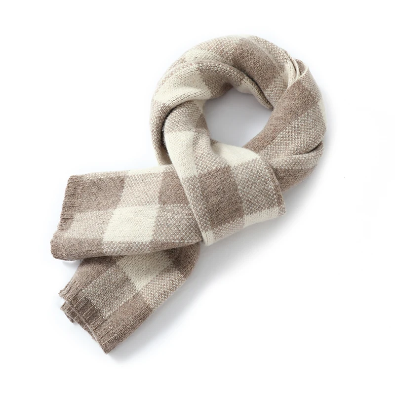 100% وشاح من الصوف الخالص للنساء الشتاء سميكة الدافئة منقوشة تنوعا الكورية نمط شال للجنسين محبوك الرقبة أدفأ #3