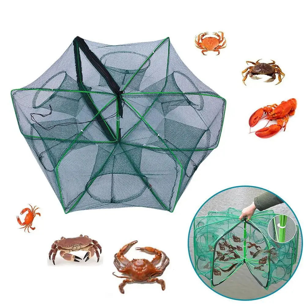 

1pcs Folding Shrimp Cage Polygonal Circular Fishing Cage Eel Loach Lobster Mixed Fish Net Cage Flower Basket Crab Fishing Net