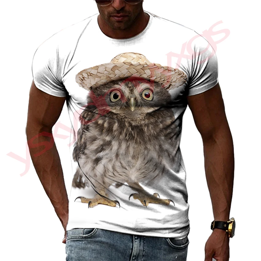 Young Eagle Low-altitude Overlord Leisure Owl Pattern Man T-shirts HD 3D Print Hip Hop Harajuku Round Neck Short Sleeve Tee Top