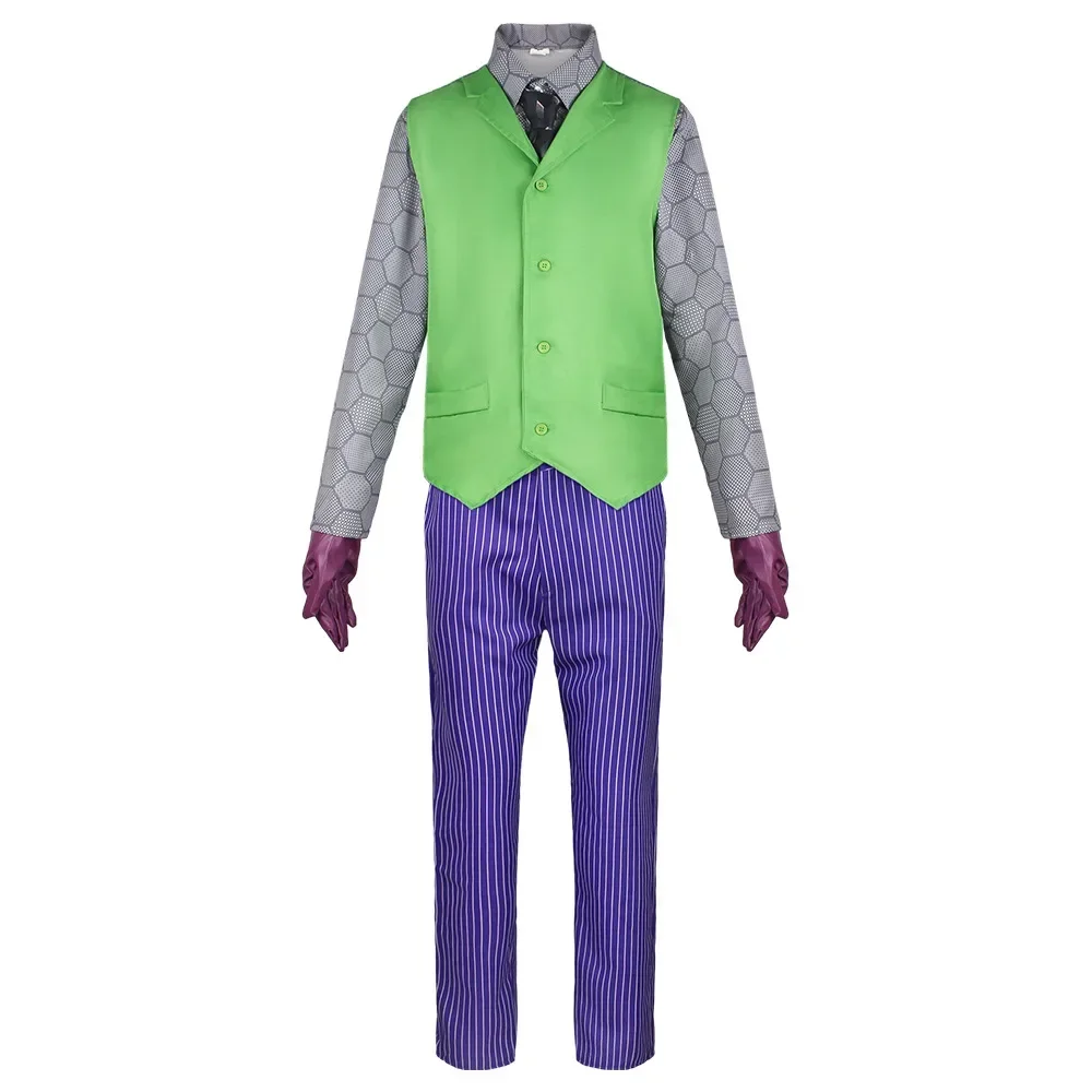 Heath Ledger Clown Cosplay Costume Dark Knight Clown Thick Purple Uniform Coat Shirt Full Set Adult Halloween Carnival Party