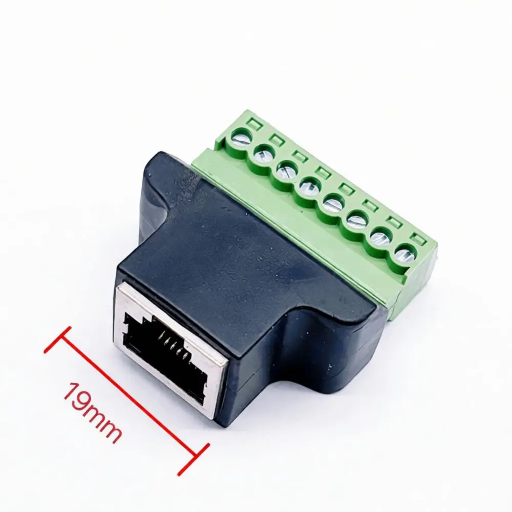 Solderless RJ45 To 8PIN Terminal Adapter Green Network Plug For JT Industrial Ethernet Maintenance Infrastructure