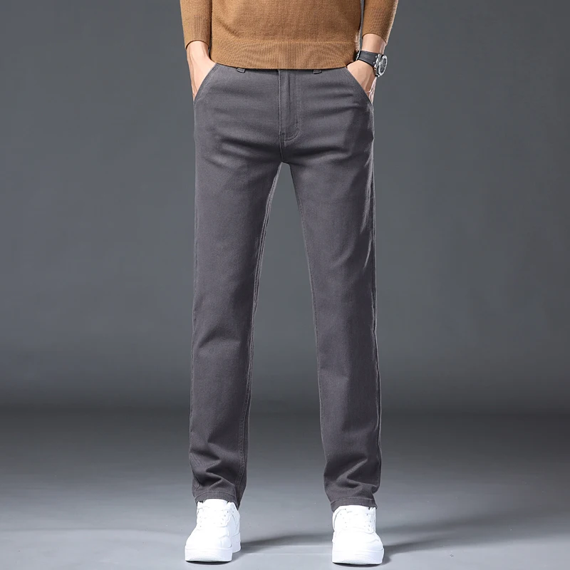 2025 جديد رمادي داكن مطاطا الجينز الرجال القطن لينة مريحة الأعمال عادية الدينيم السراويل الملابس الكورية ربيع الخريف بنطلون #5