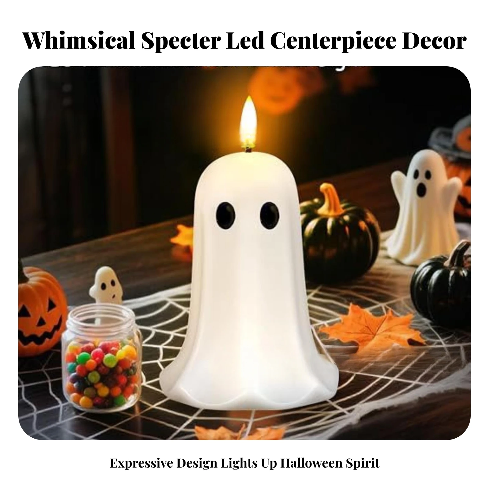 LED Candle Light with Simulated Flame Battery Operated Ghost Candle Ghost-Shaped Candles Flickering for Party Hosts