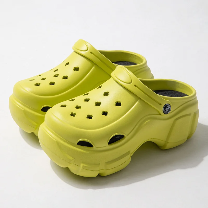 5cm Thick Sole Perforated Garden Shoes Women's Summer Sandals Ins Height Increases Outdoor Slippers Man Breathability Flip Flops