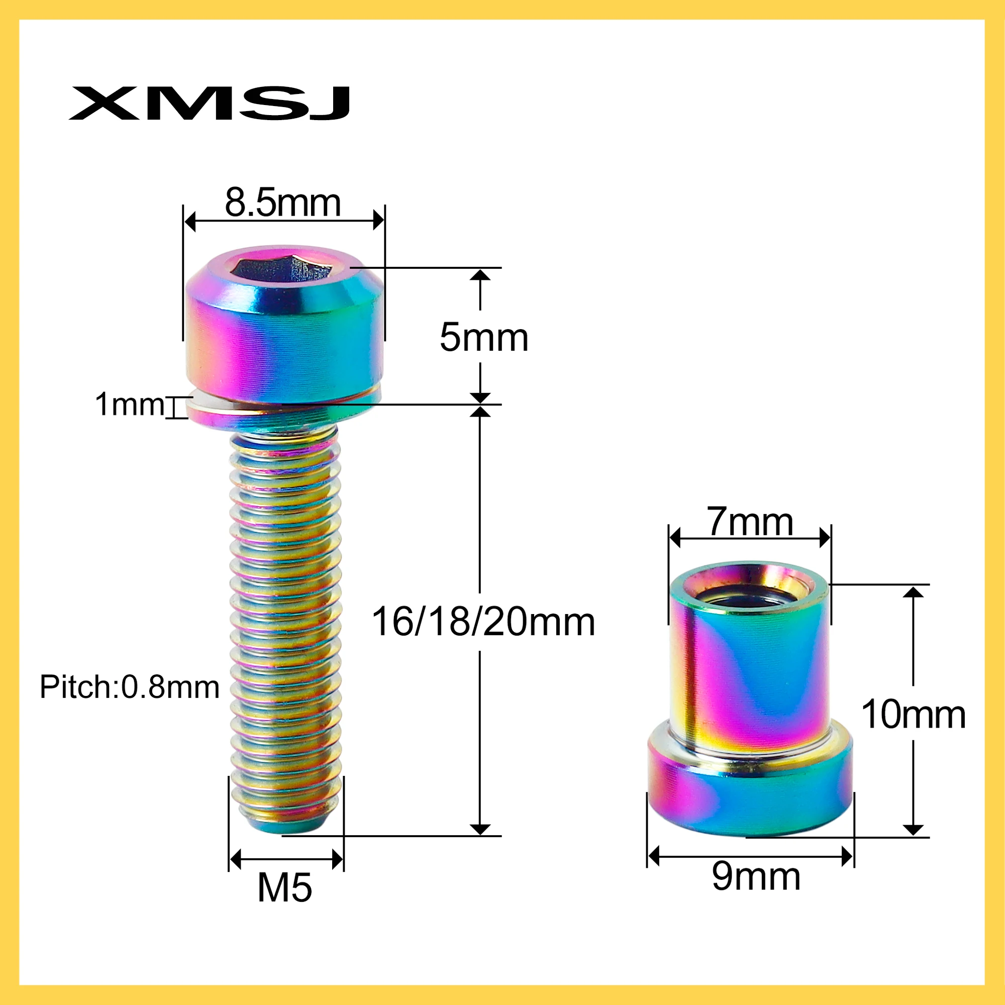 XMSJ Bicycle Stem Bolt Nut Handlebar Titanium Bolt M5x16 18 20mm Handlebar Stem Rear Lock Screw Fastener Front Fork Fastener