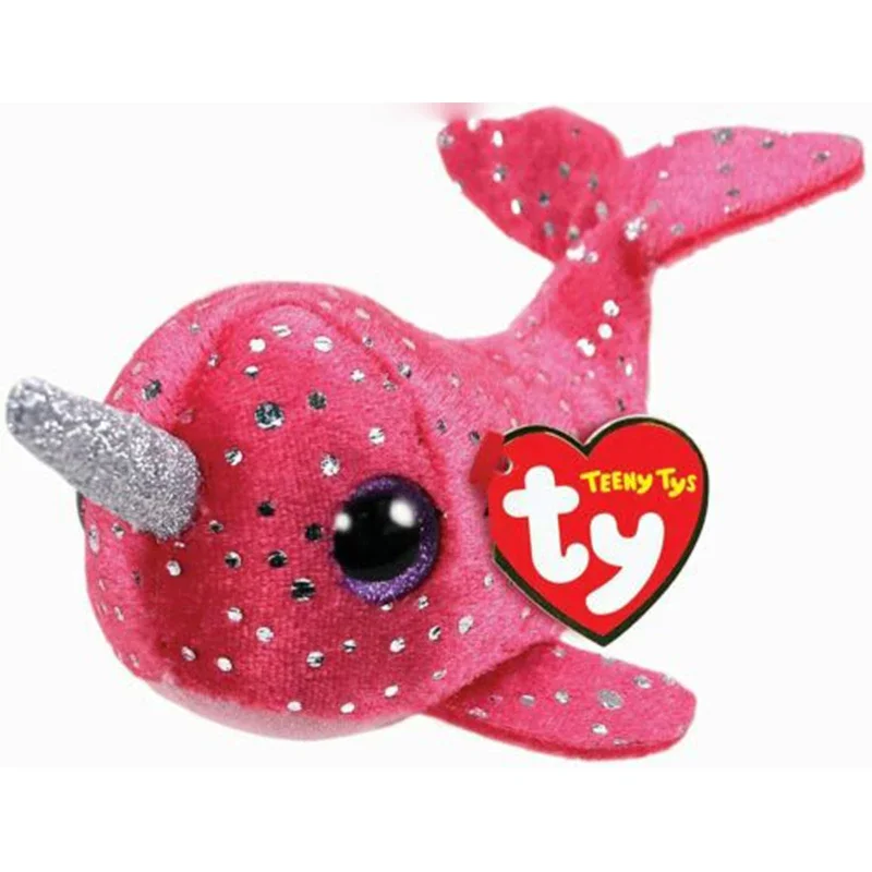 10CM Teeny Ty Big Eyes Beanie Plush Stuffed Animal Toy Cute Doll Pink Narwhal Nelly Children Christmas Birthday Kids Gifts