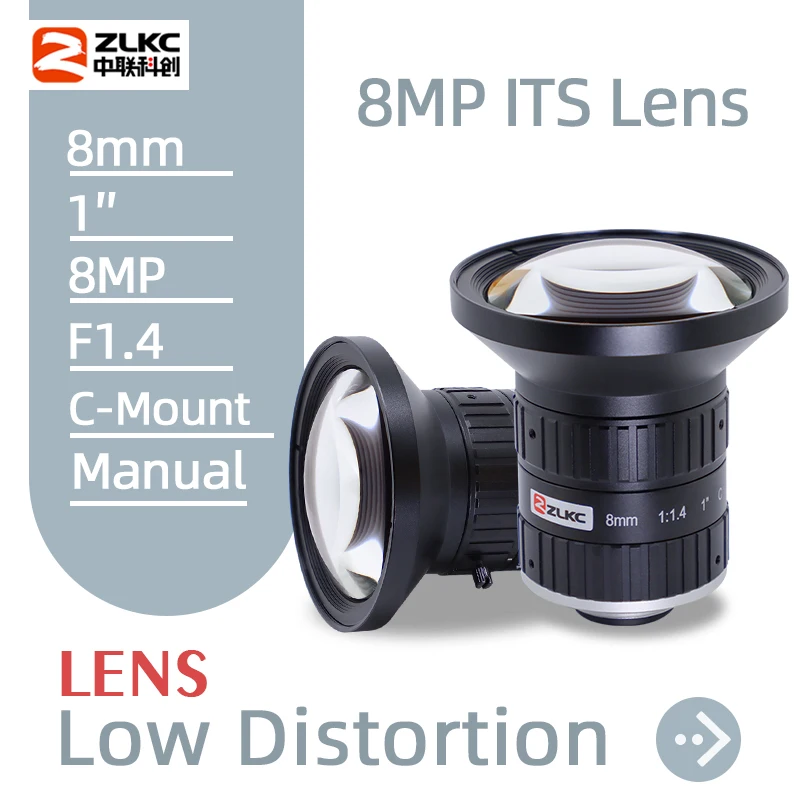 

ZLKC 8.0Megapixel C Mount 8mm 1" F1.4 ITS IR Correction Fixed Focal Length C-Mount Industrial Camera Manual Iris CCTV Lens 8MP