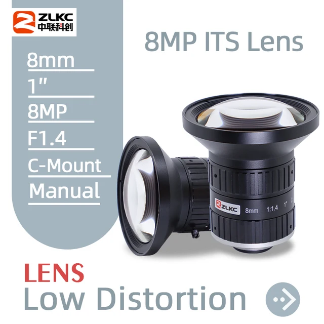 ZLKC 8.0 megapikseli C mocowanie 8mm 1 "F1.4 jego korekcja o stałej ogniskowej C-Mount kamera przemysłowa ręcznego obiektywy kamery przemysłowej tęczówki 8MP