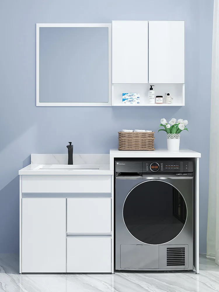 

Космическая алюминиевая стиральная машина, интегрированная комбинация на балконе, значительный другой шкаф, умывальник