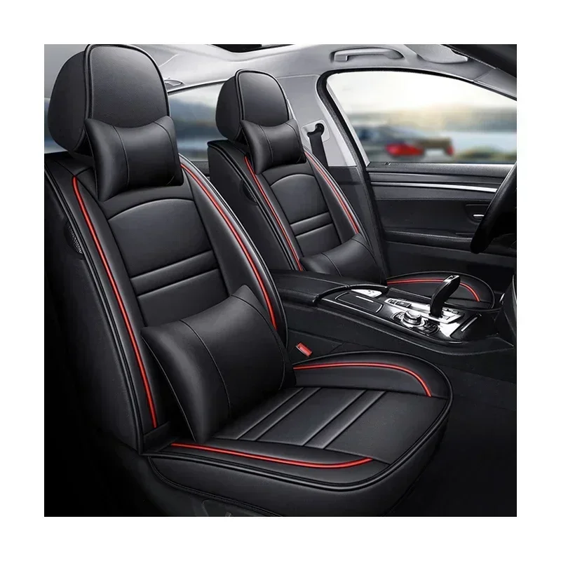 4 Pc Car Seat Covers Full Set Luxury High Quality Four Season Universal PU Leather Seat Cover Car