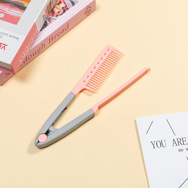 V Type Hair Straightener Brush DIY Hairdress Tool Hairdressing Combs Natural Hair Styling Curling Comb Hair For Male And Female