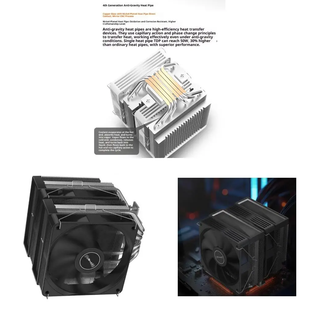 

Universals CPU Coolers Two Fan 6 Heat Pipe Design Advanced Cooling Solution For Workstations