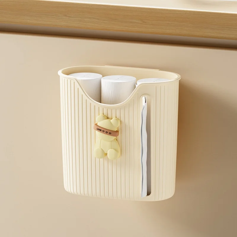 

Trash Bag Storage Box Kitchen Bedroom Bathroom Trash Bag Organizer with Pull-Out Slot Wall-Mounted Trash Bag Dispenser