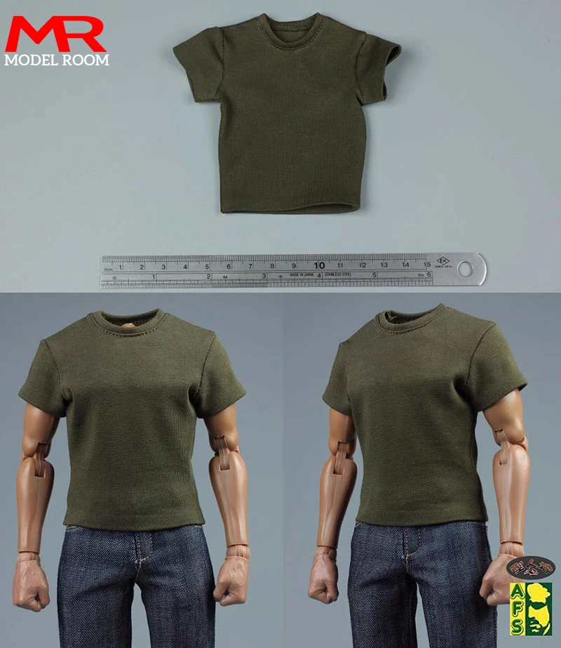 AFS 1/6 Skala Männliche Soldat Einfarbig T-shirt Tops Kleidung Modell Fit 12'' Soldat Action Figur Körper Puppen – Detail 7