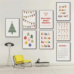 Buon natale citazioni poster e stampe acquerello Wall Art Canvas Painting Cute Pictures Christmas Kids Room Home Decoration